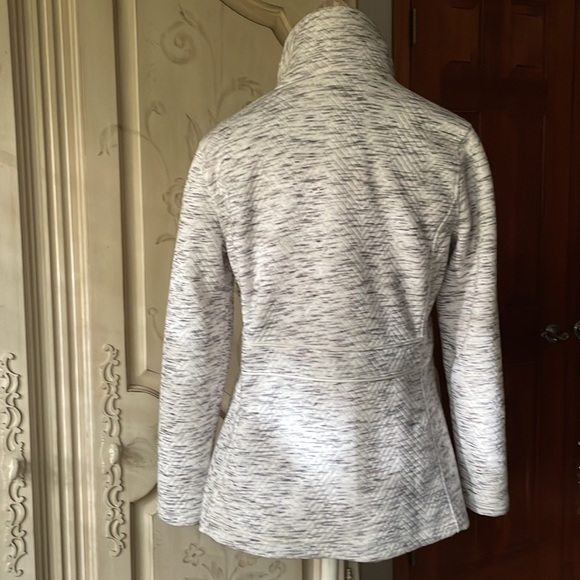 Talbots Zip-up Fleece Jacket.  Ivory/gray, SP - Picture 2 of 5